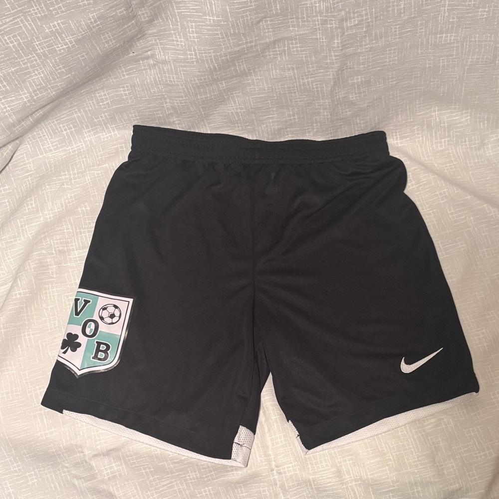 Nike Black Dri-Fit Sports Shorts with Soccer Emblem NWOT